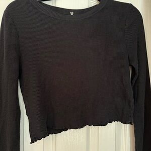 La Hearts Black Ribbed Crop Top